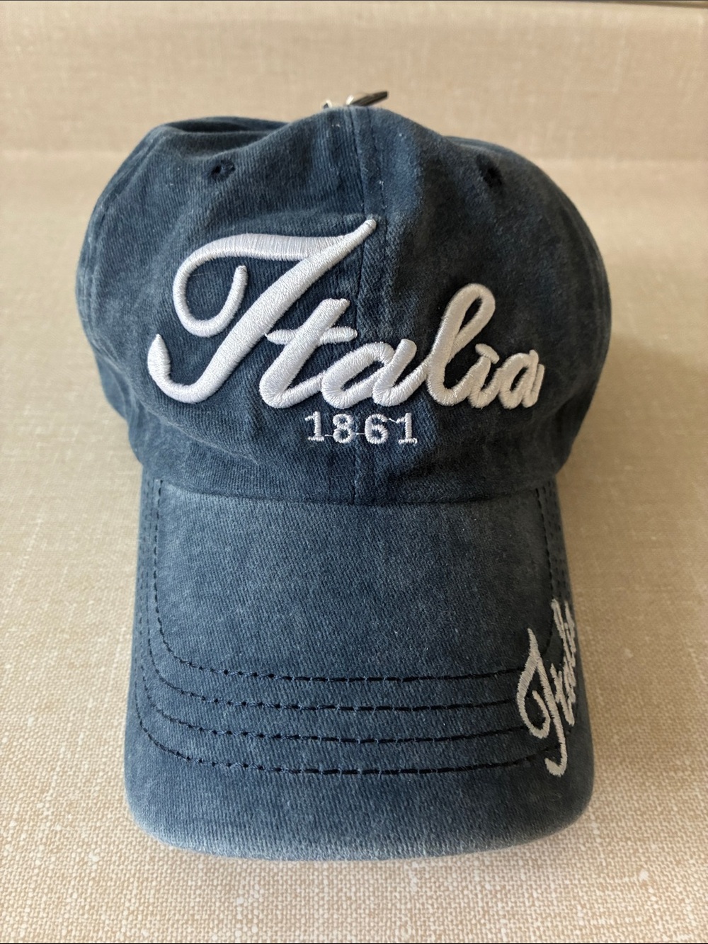 🌷3 for $25🌷Unbranded, US OS,Blue Denim “Italia 1861” Baseball Cap, NWT